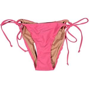 J. Crew Curved-waist cheeky‎ string bikini bottom with beads Tea Rose M NWT